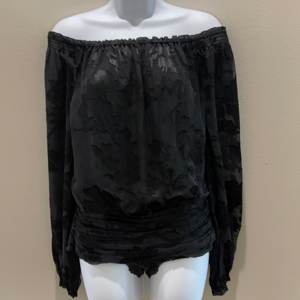 White House Black Market Off-The-Shoulder Silk Blouse